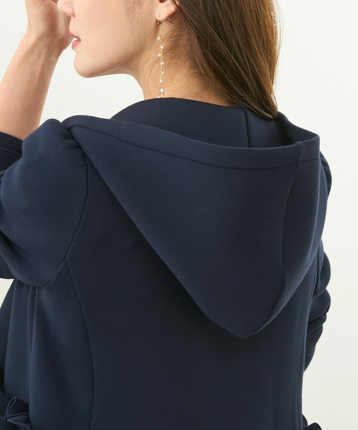 ダンボール フード ドレス ロングコート 長袖 Liala×PG ネイビー M