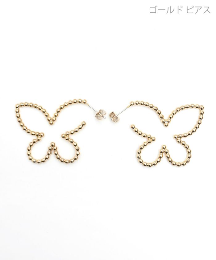 スタッズ バタフライ ピアス イヤリング Studded Butterfly Pierce Earring