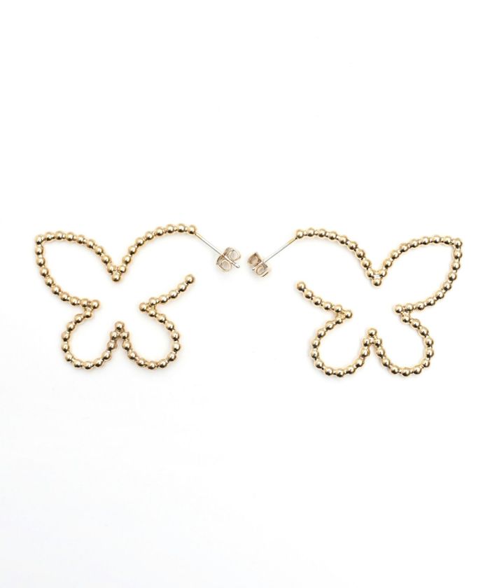 スタッズ バタフライ ピアス イヤリング Studded Butterfly Pierce Earring