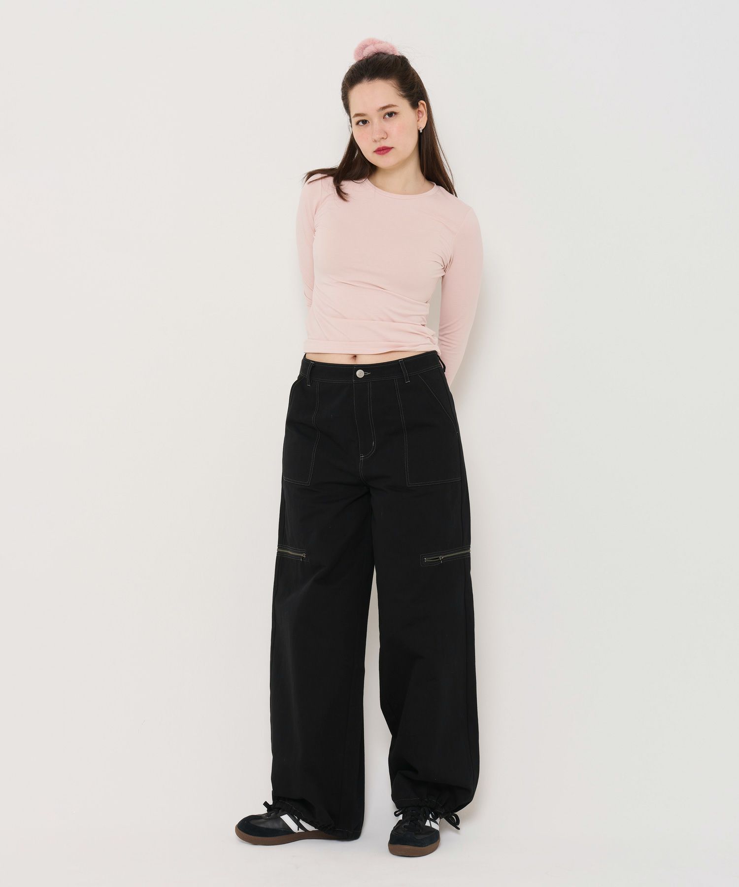 ボトムス/パンツ/ワイドパンツ/カーキ/ブラック