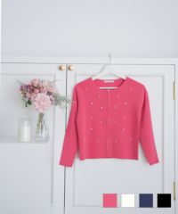 フロントパール散りばめニットカーディガンPrimaScherrer全3色｜psc431-0740【1】