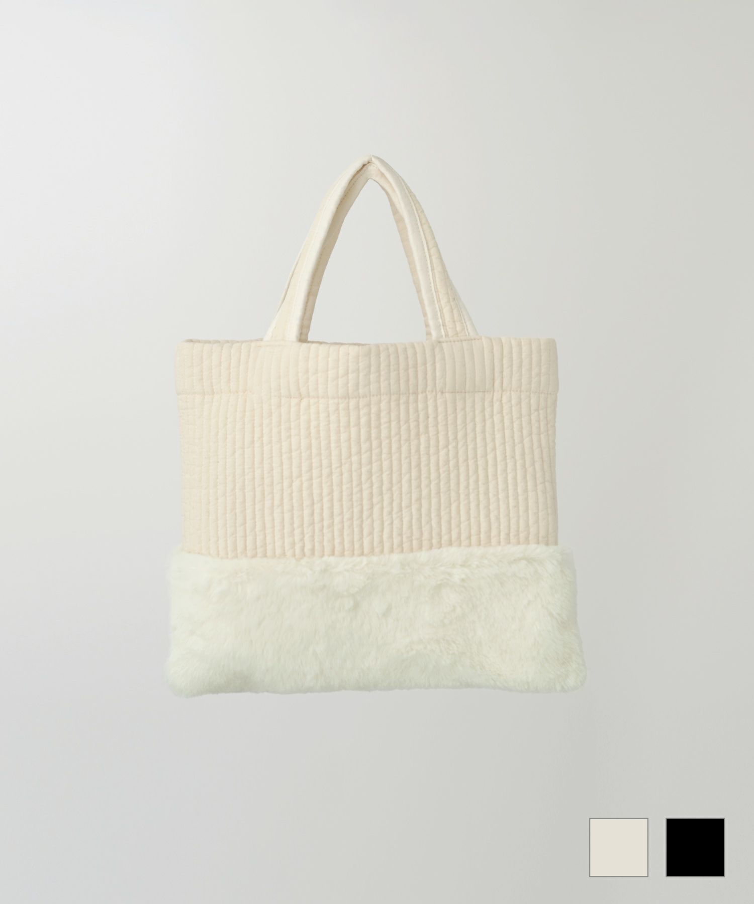 ファーコンビ ヌビ バッグ HUIT アイボリー/ブラック