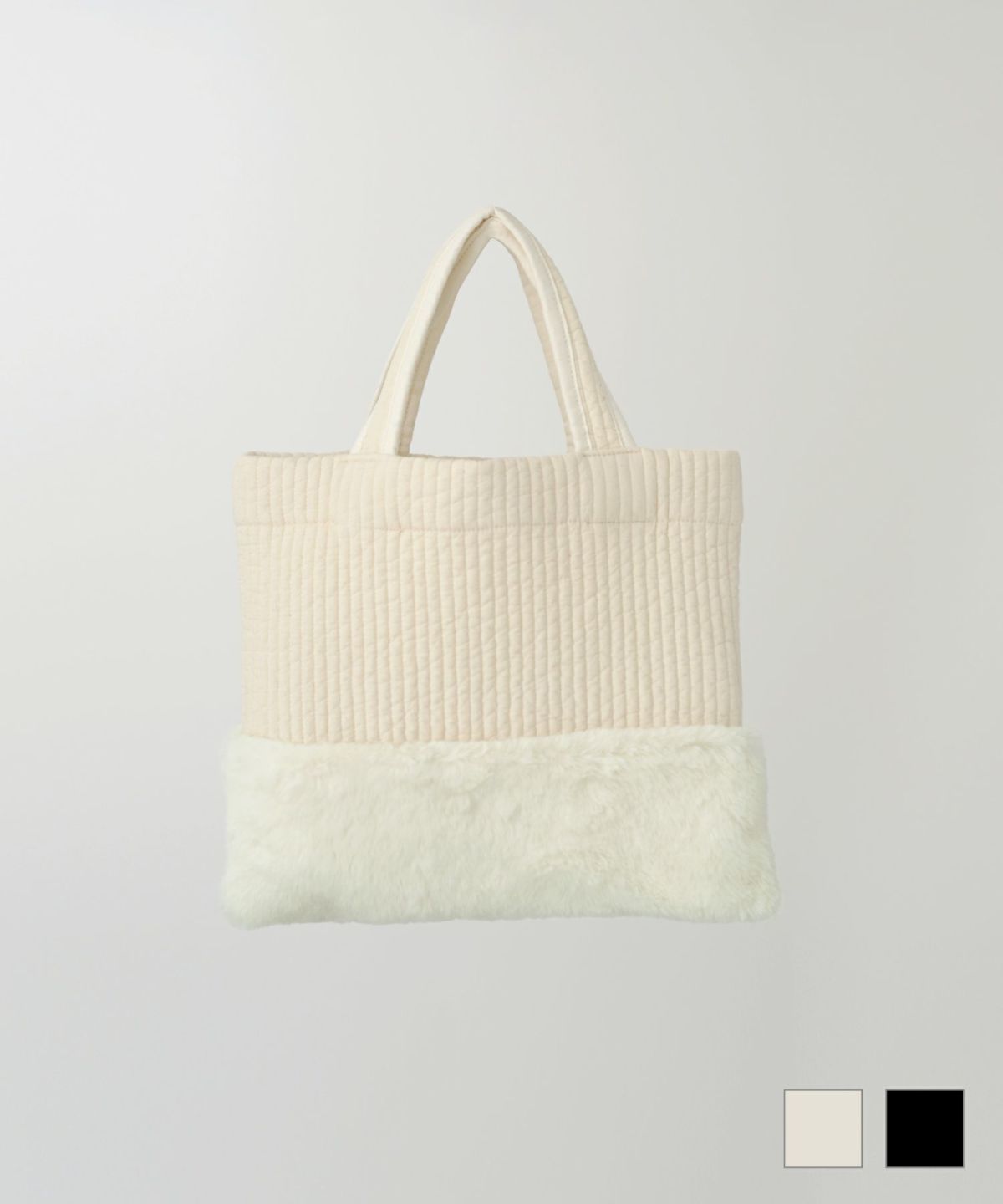 ファーコンビ ヌビ バッグ HUIT アイボリー/ブラック