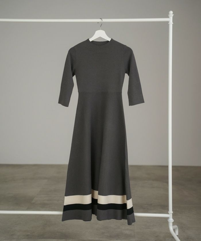 限定Price！SALE ヘムカラー フレアー ニット ワンピース