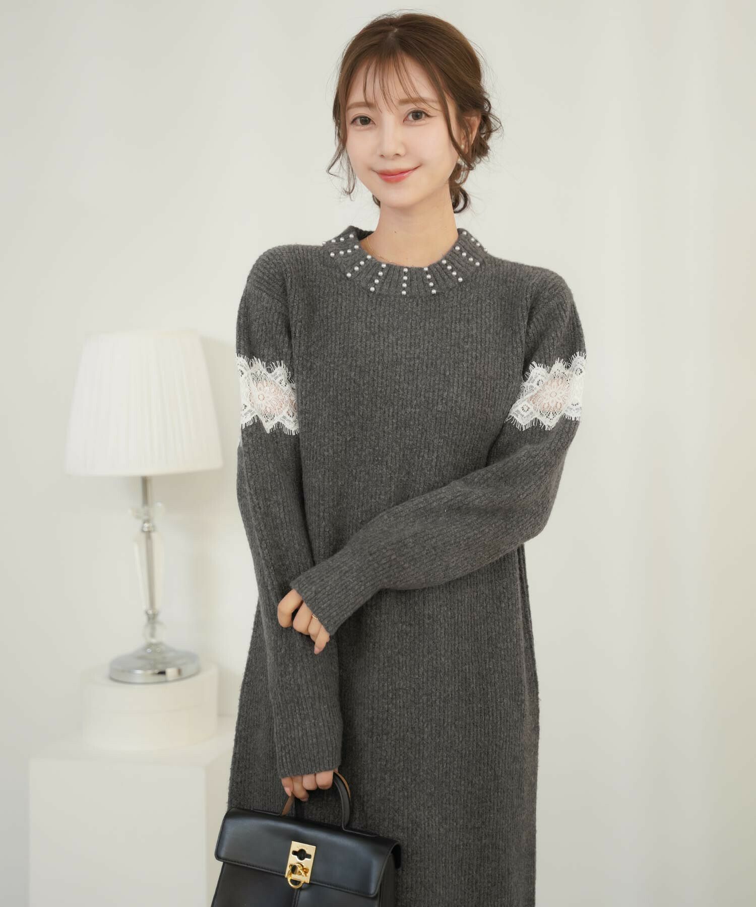 PRIVEVE×RUNA】刺繍レースニットワンピース 放そ 