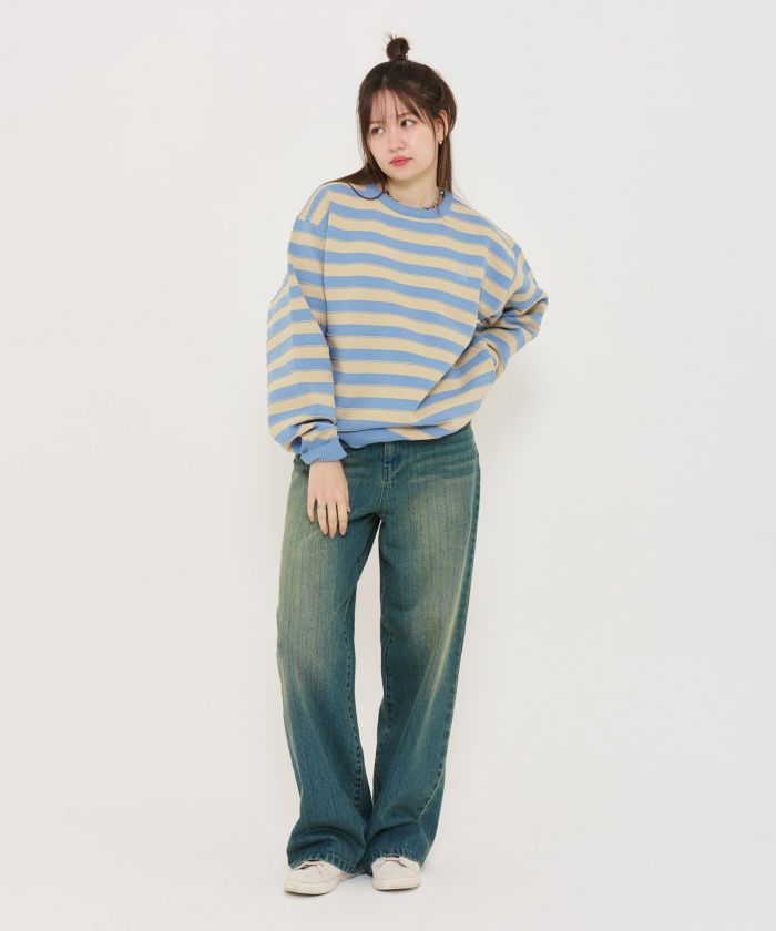 ユニセックス ボーダーニットプルオーバー TINA：JOJUN 全3色