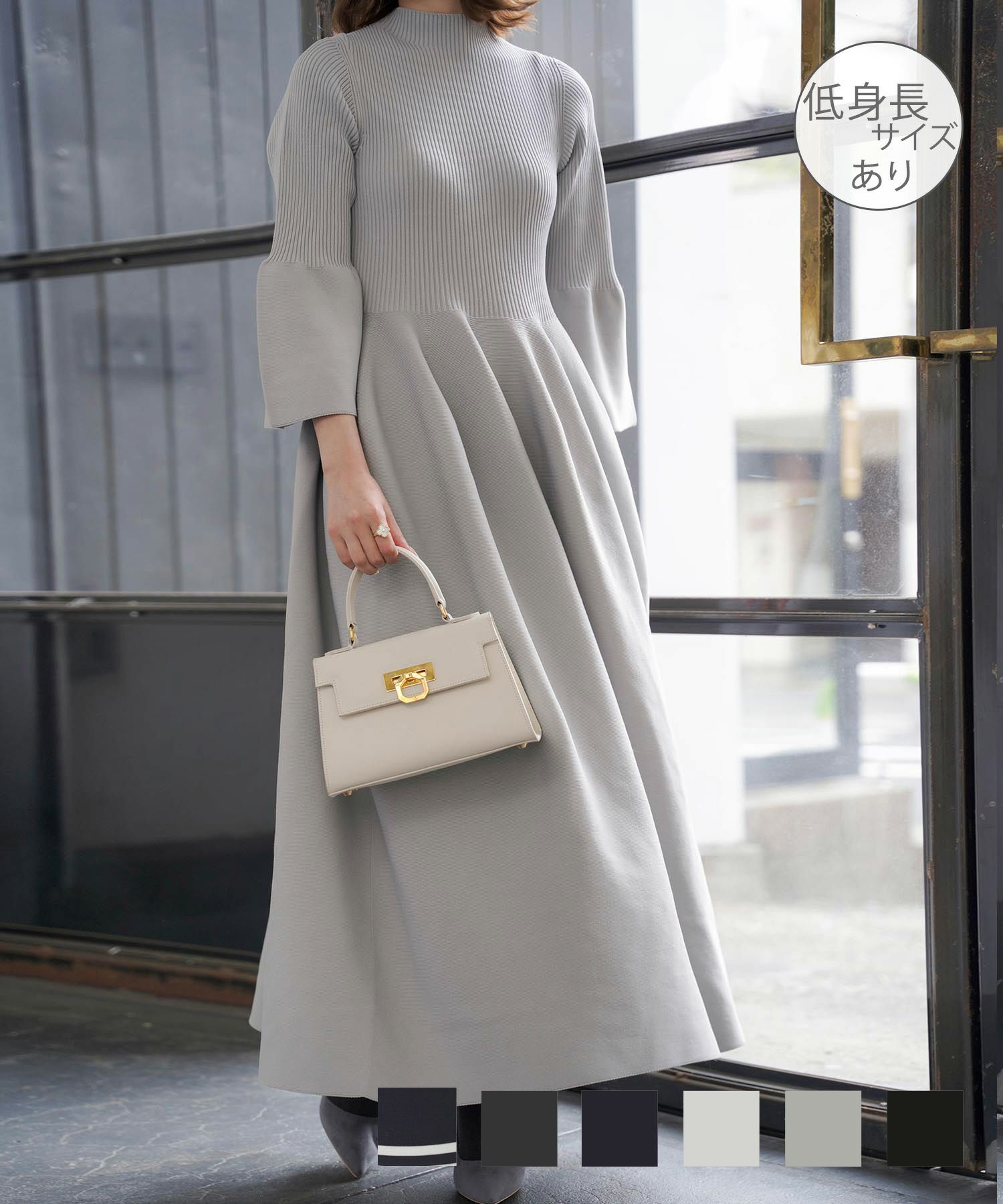 Vネック ホールガーメント ニット ワンピース HUIT 全4色｜hit321-0112  