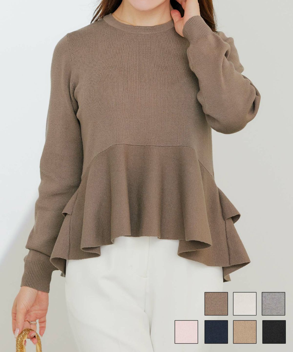 後2段ペプラムニットプルオーバーLiala×PG