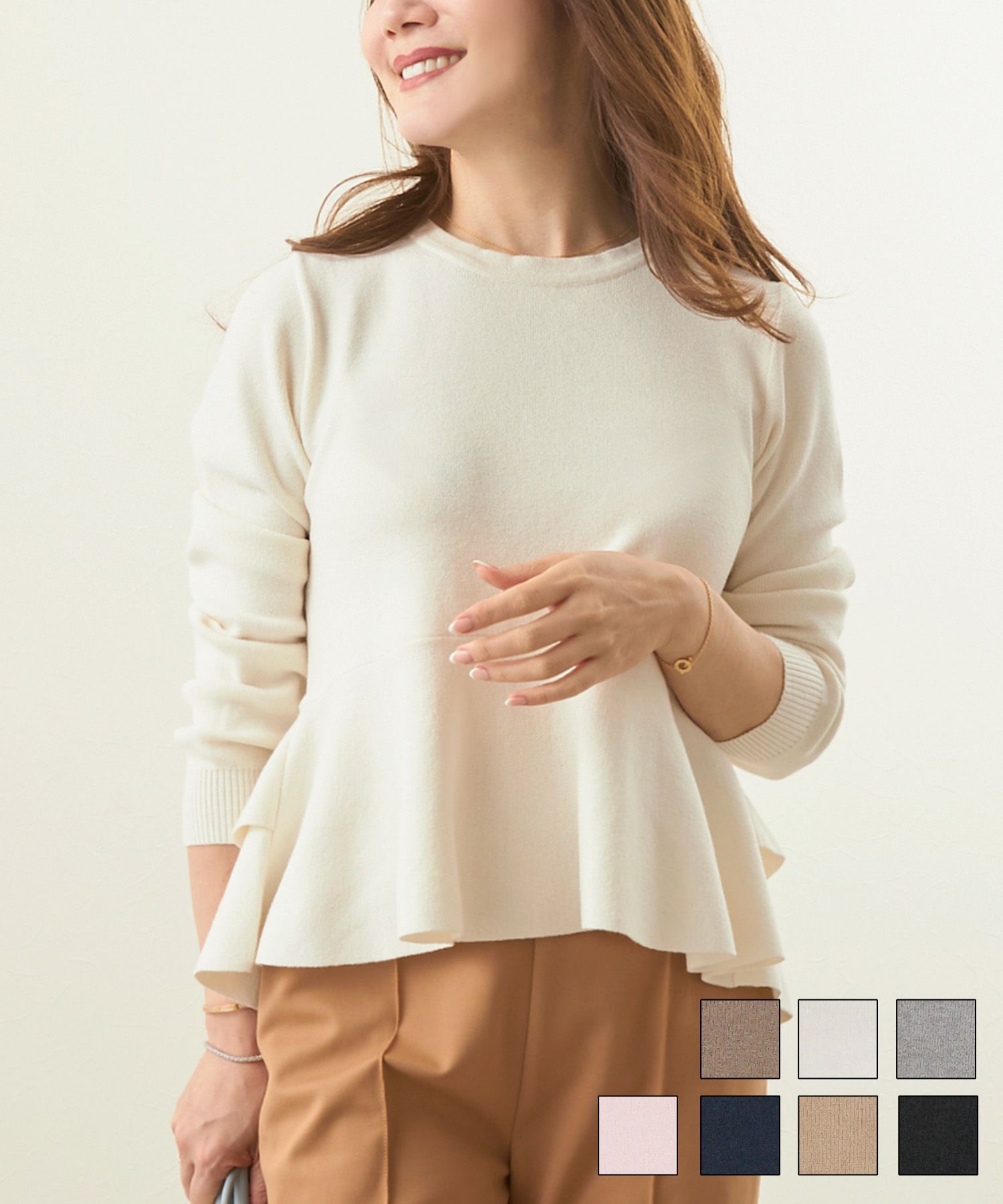 後2段ペプラムニットプルオーバーLiala×PG