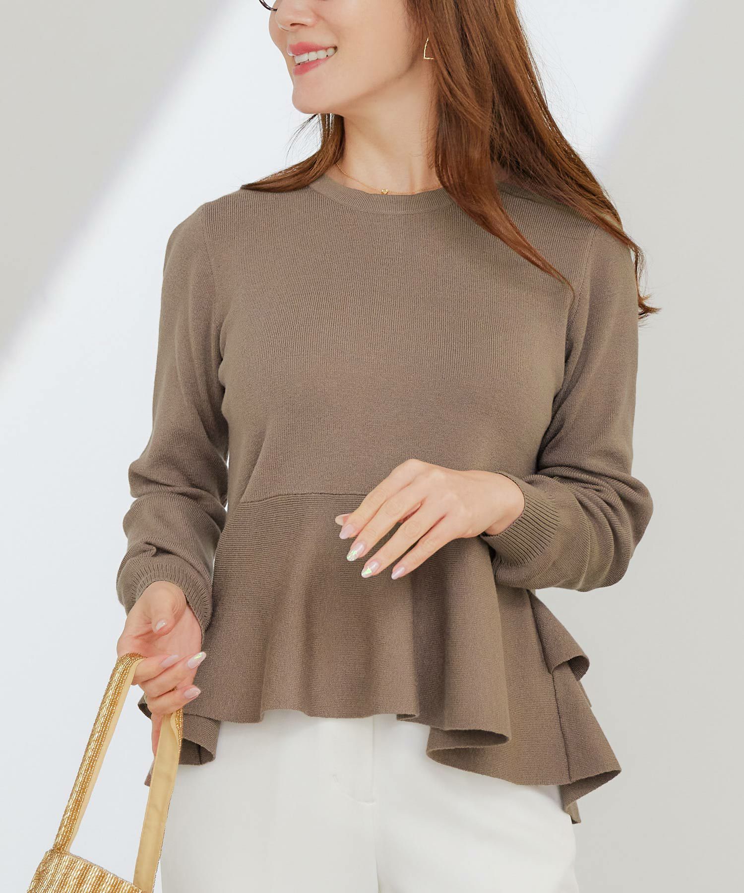 新色追加手洗い可ニットレディーストップス服秋冬春女性洗えるかわいいオフィスおしゃれ長袖おすすめジョイントスペース