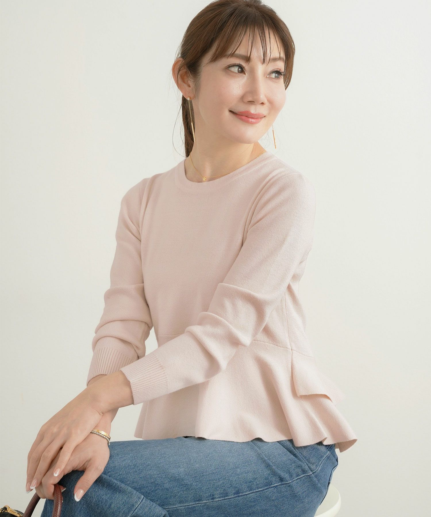 手洗い可/レンチングTMエコヴェロTM/長袖/フリル/バックシャン/セットアップ対応/S/M/L