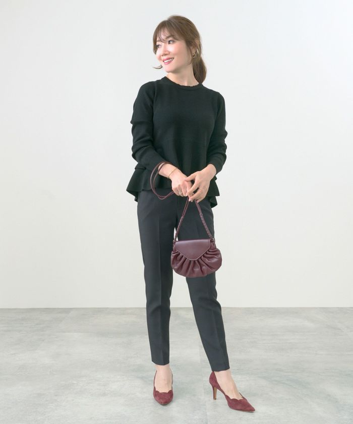 2段 ペプラム ニット プルオーバー