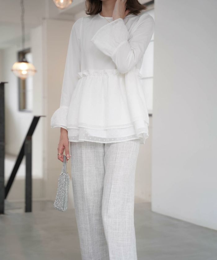 ドット シフォン ペプラム ブラウス HUIT 全2色｜hit831-0013【1