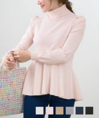タートルネック ペプラム ニット プルオーバー Liala×PG