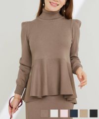 タートルネック ペプラム ニット プルオーバー Liala×PG