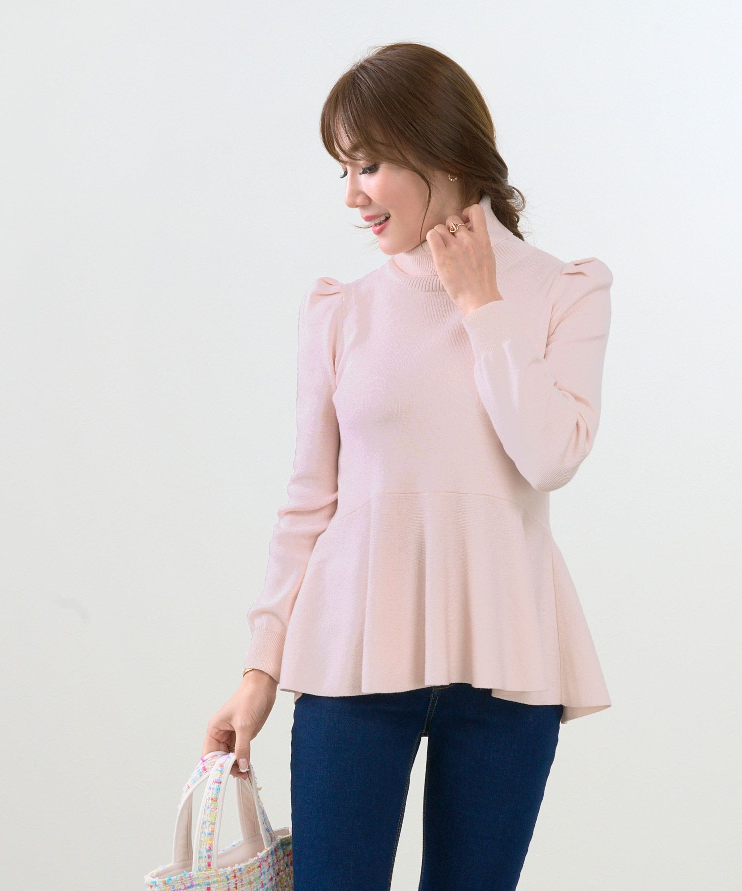 手洗い可/レンチングTMエコヴェロTM/タートル/パフ袖/大人可愛い/きれいめ/セットアップ対応/S/M/L