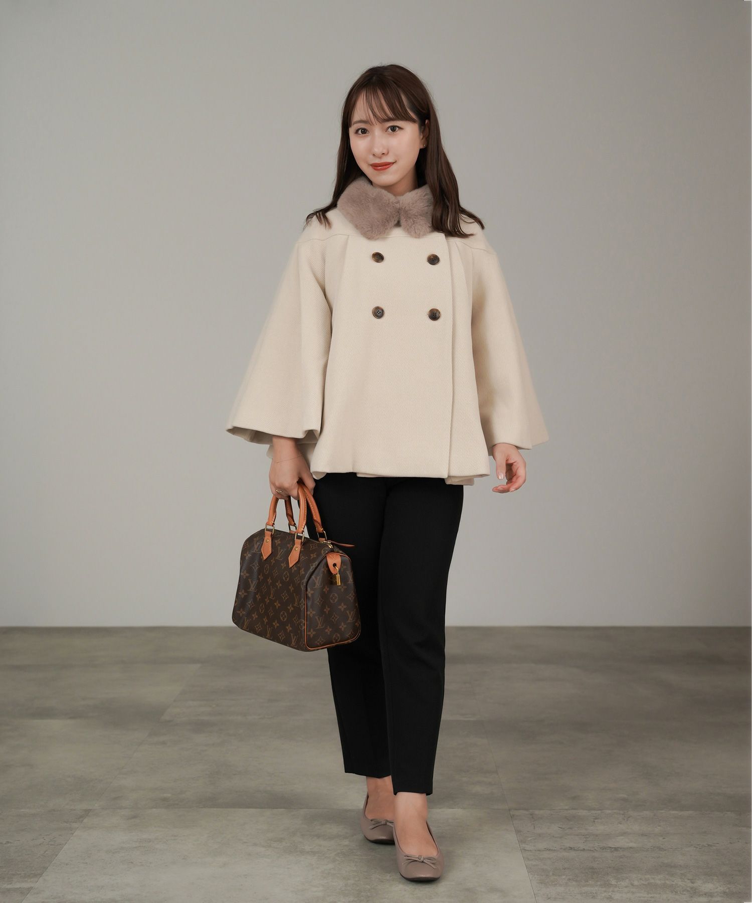 限定Price！SALE ファー カラー ショート ケープ コート lieulien 