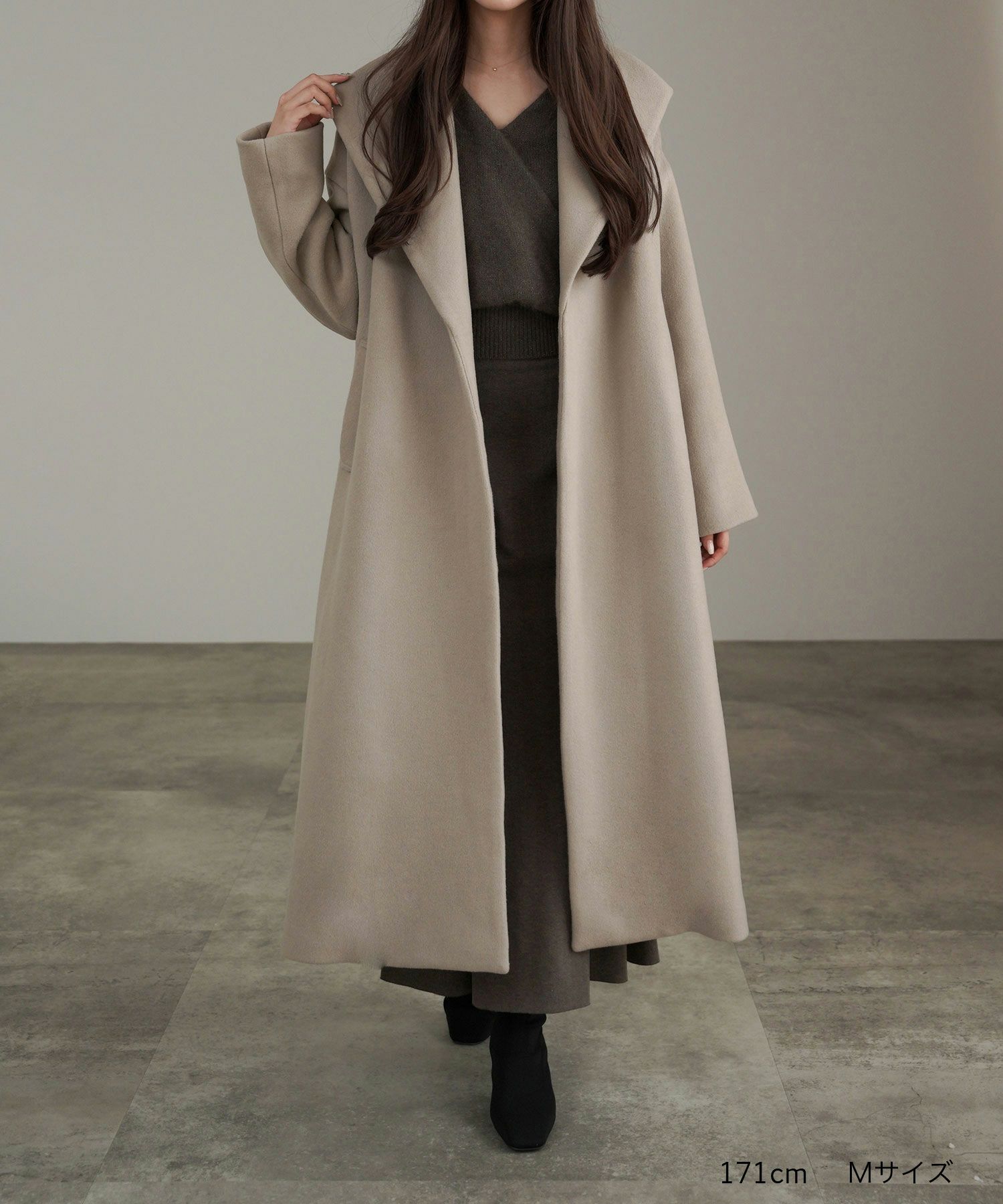 Outer-SALE ビッグカラー ウール 100% ロングコート lieulien×nap 全2  