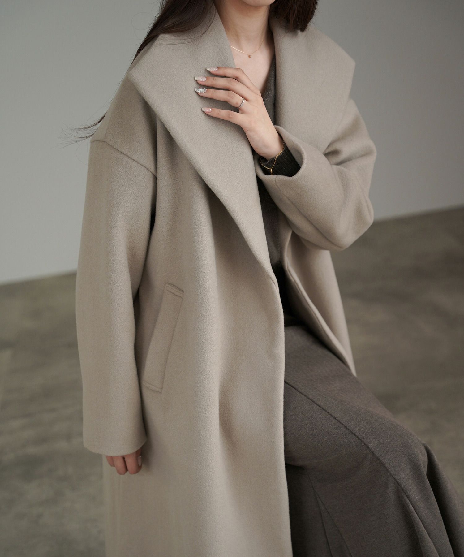 限定Price！SALE ビッグカラー ウール 100% ロングコート lieulien×nap  