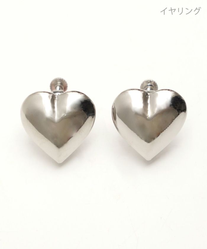 メタル ハート ピアス イヤリング Metal Heart Pierce Earring