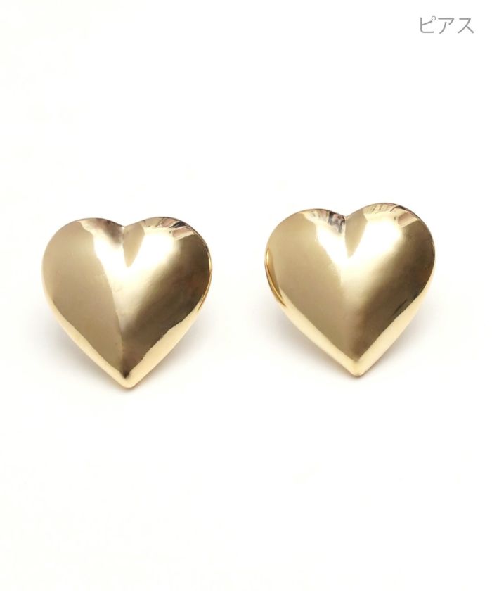 メタル ハート ピアス イヤリング Metal Heart Pierce Earring