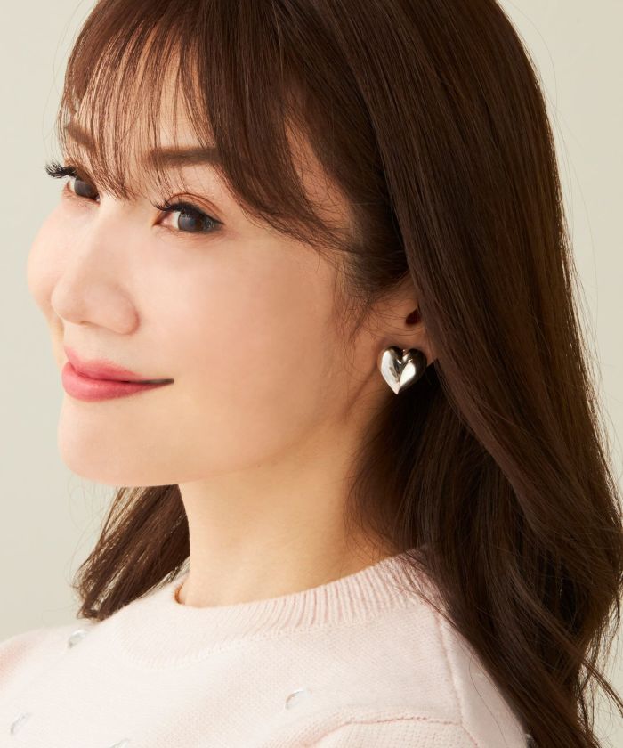 メタル ハート ピアス イヤリング Metal Heart Pierce Earring