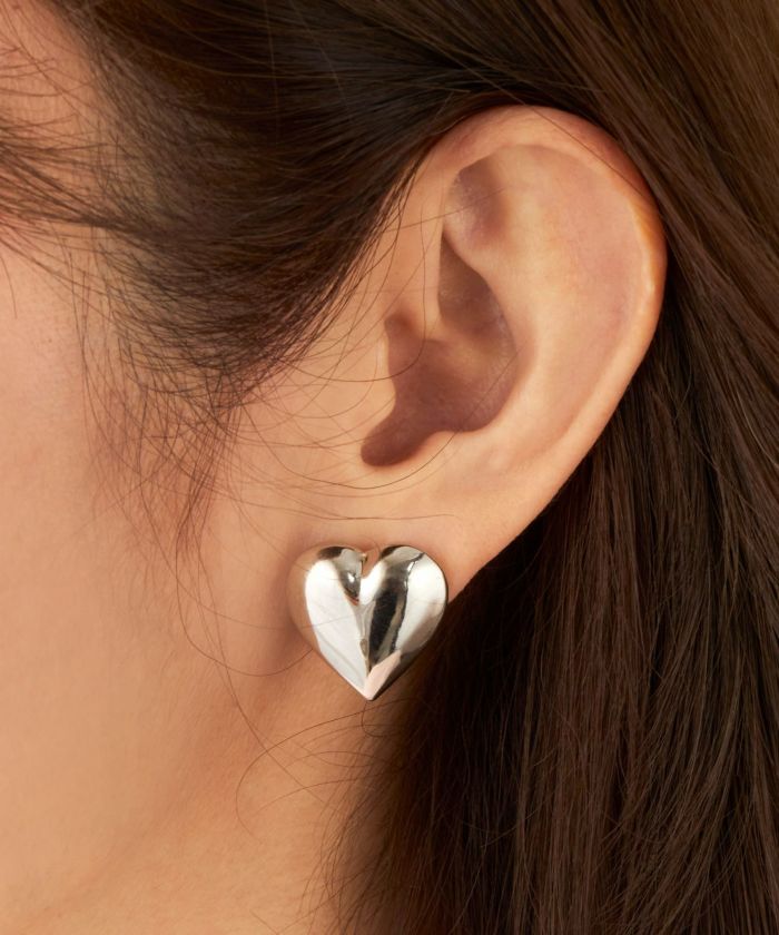 メタル ハート ピアス イヤリング Metal Heart Pierce Earring