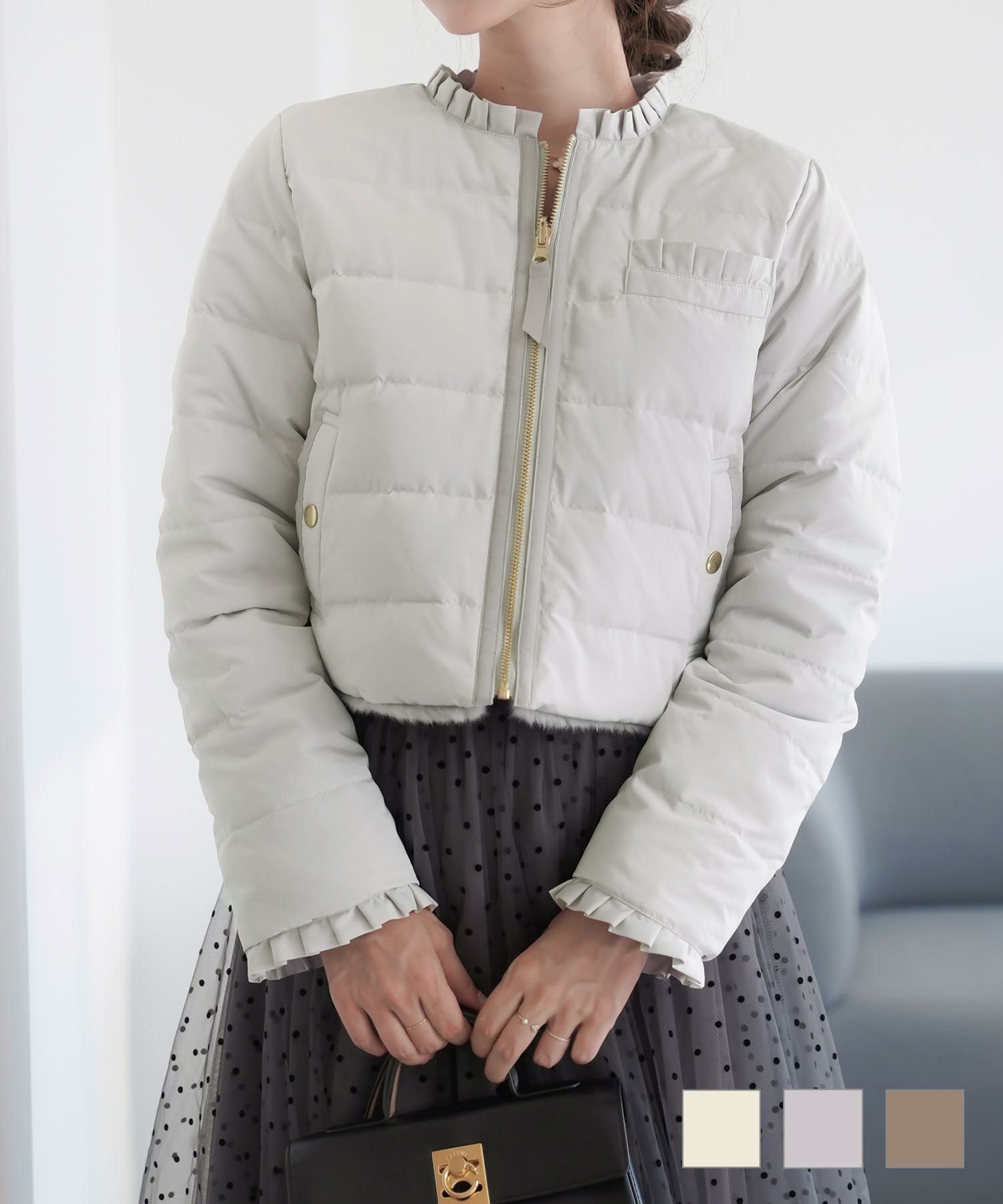 Winter-SALE ダウン＆ファー リバーシブル ショート ジャケット le 