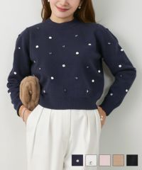 手洗い可/ビジュー/クリスタル/可愛い/上品/ニット/セーター/長袖/大人