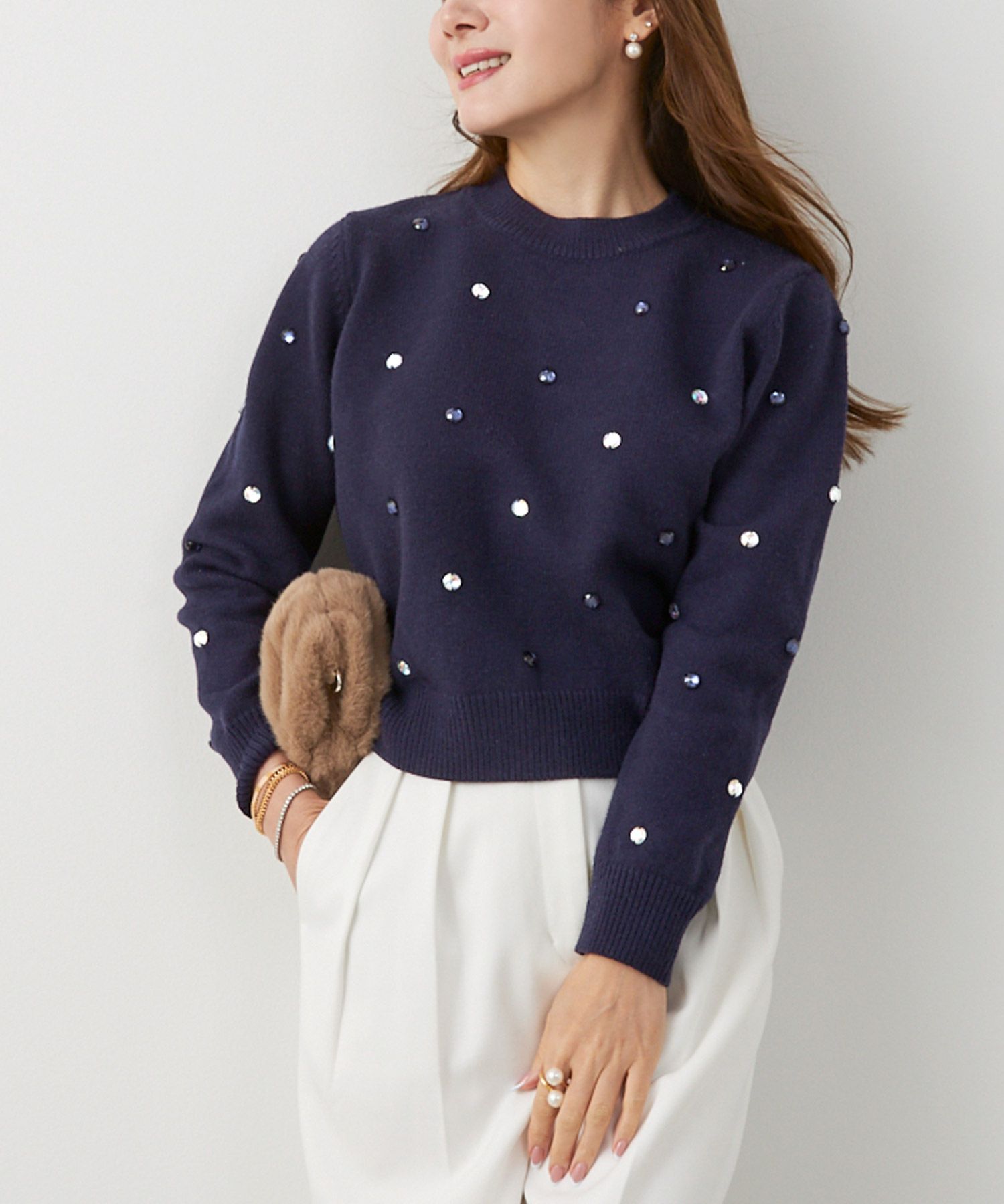 ビジュー付きニット長袖Liala×PG全3色｜lpg441-1794【1】