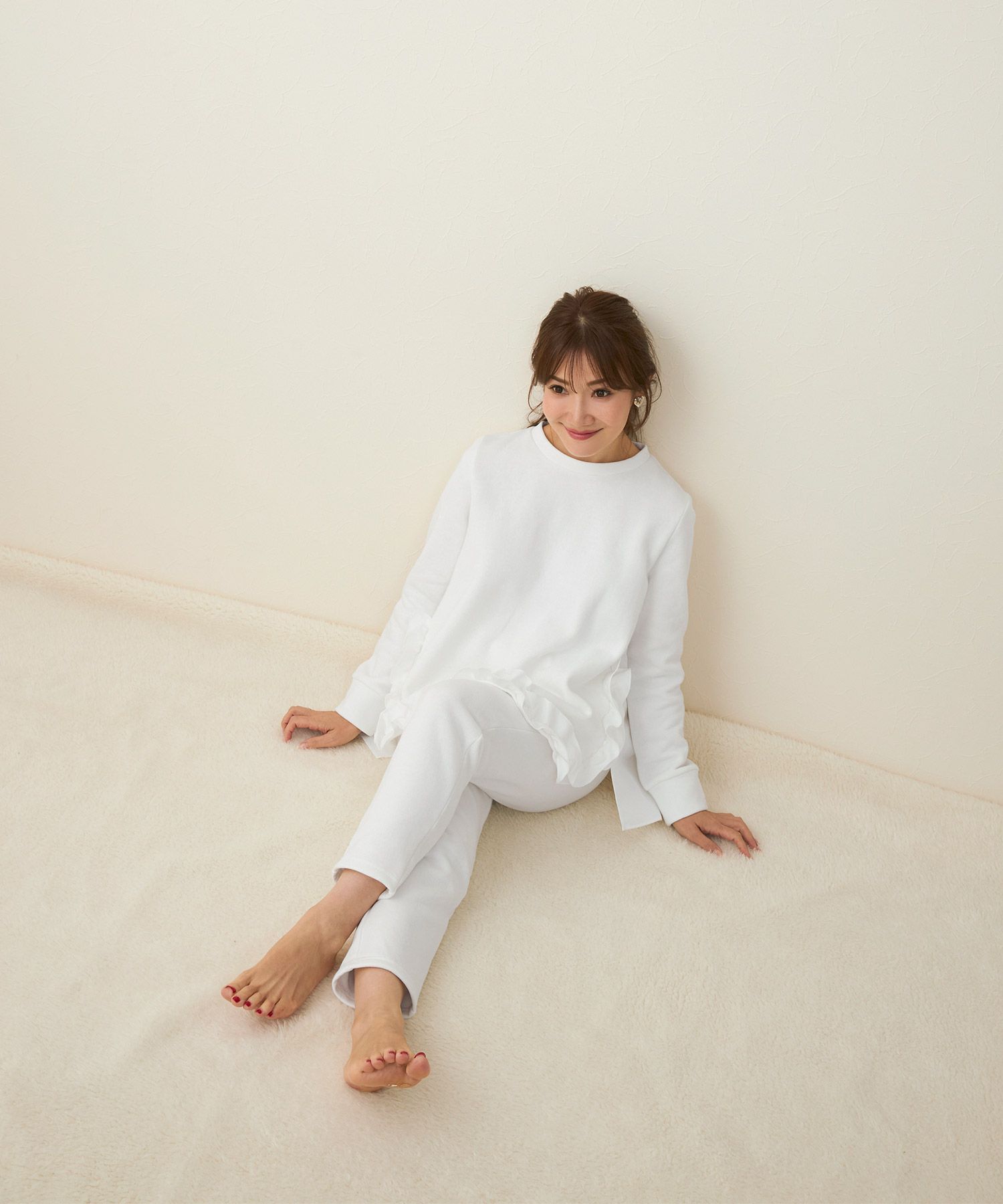 手洗い可/ウエストゴム/紐付き/ドロスト/左右ポケット/裏起毛/カットソー/ボトムス/大人可愛い