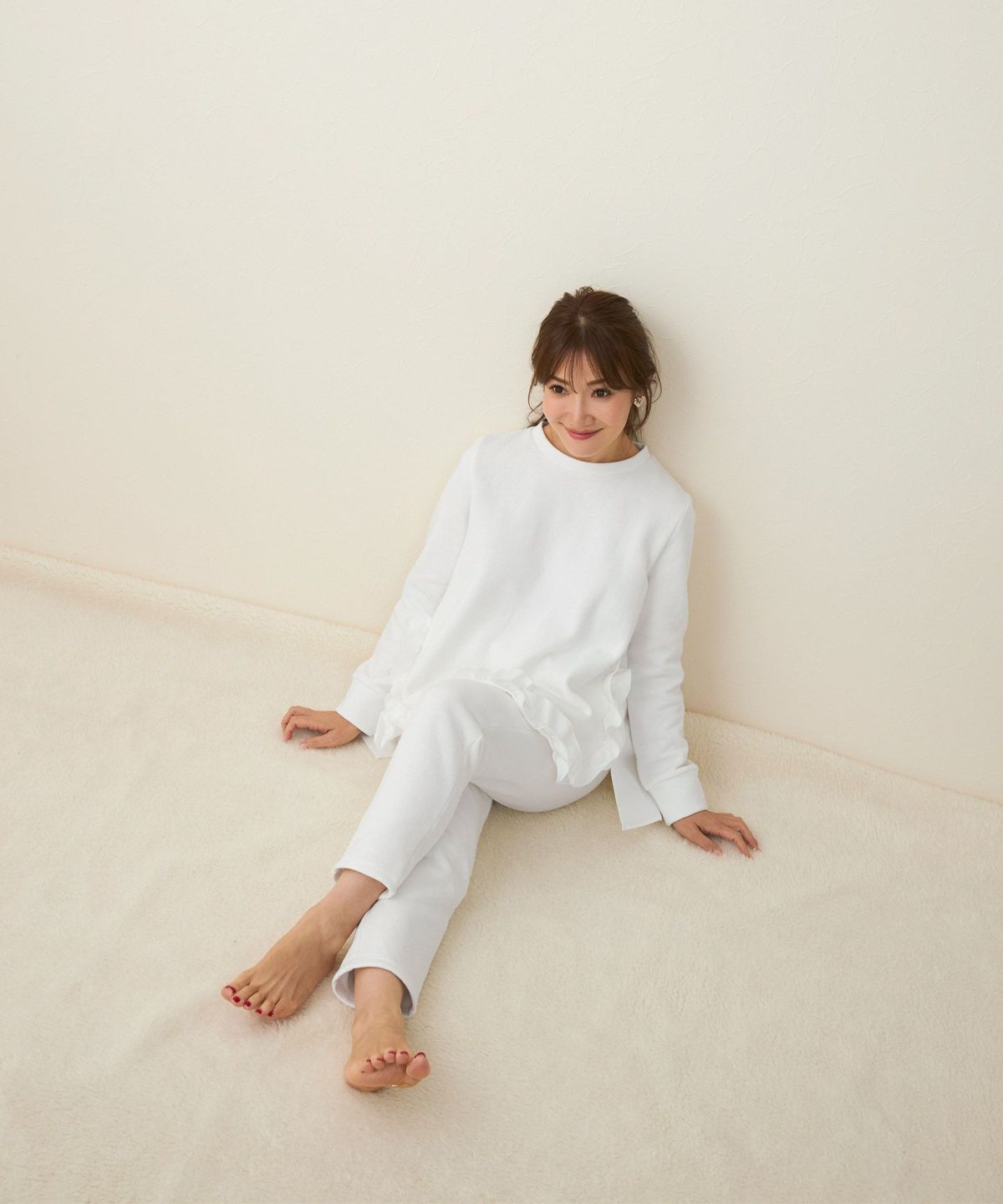 手洗い可/ウエストゴム/紐付き/ドロスト/左右ポケット/裏起毛/カットソー/ボトムス/大人可愛い