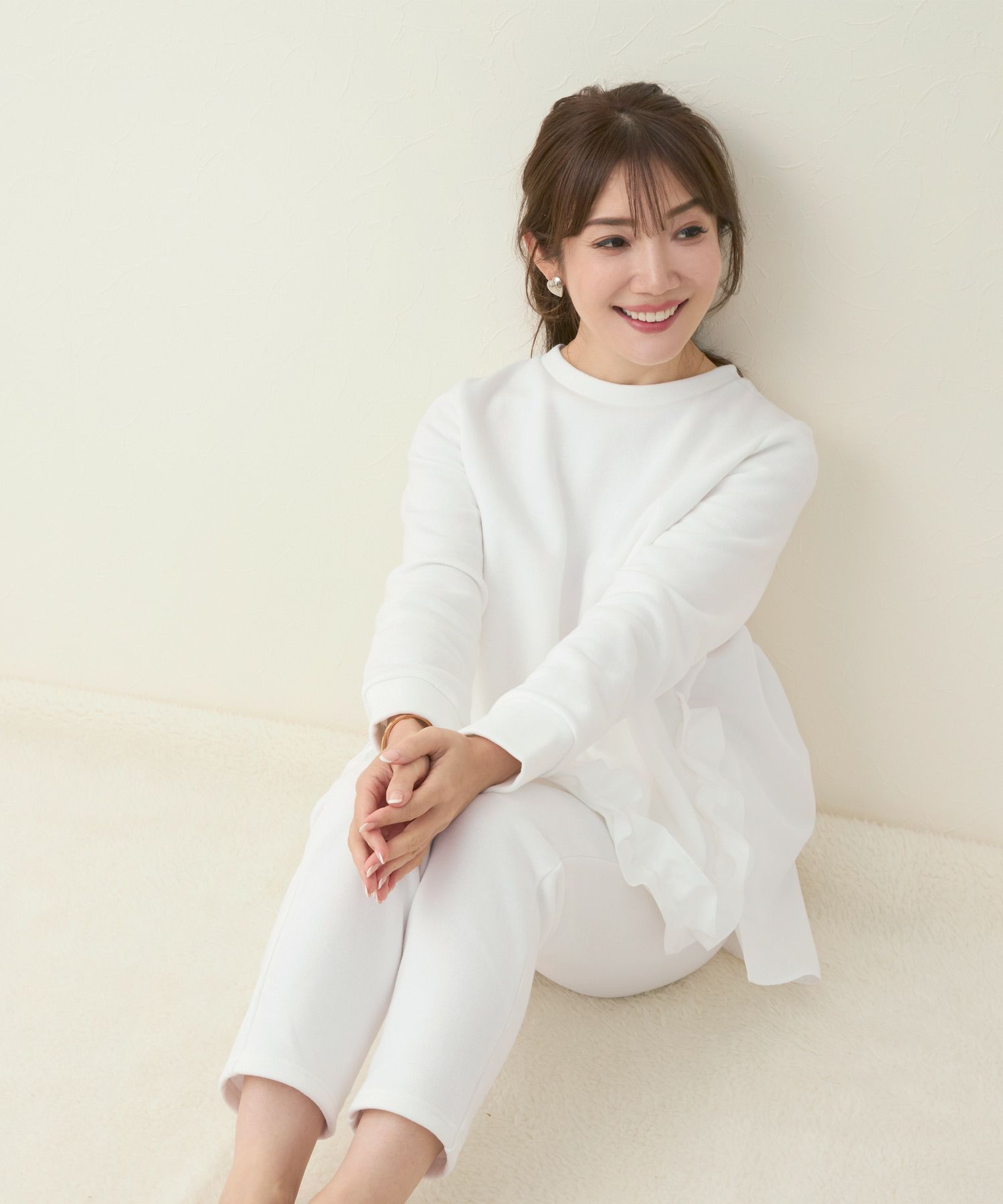 手洗い可/ウエストゴム/紐付き/ドロスト/左右ポケット/裏起毛/カットソー/ボトムス/大人可愛い