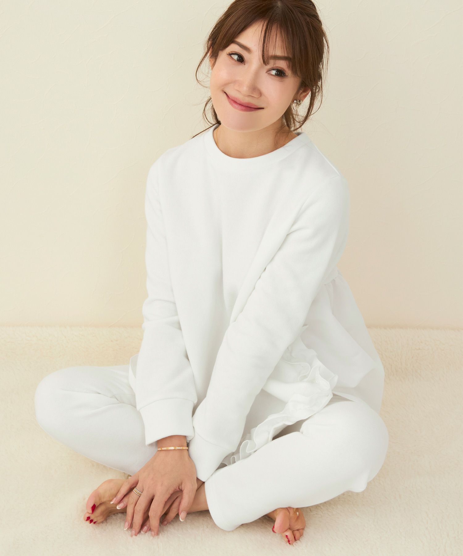 手洗い可/ウエストゴム/紐付き/ドロスト/左右ポケット/裏起毛/カットソー/ボトムス/大人可愛い