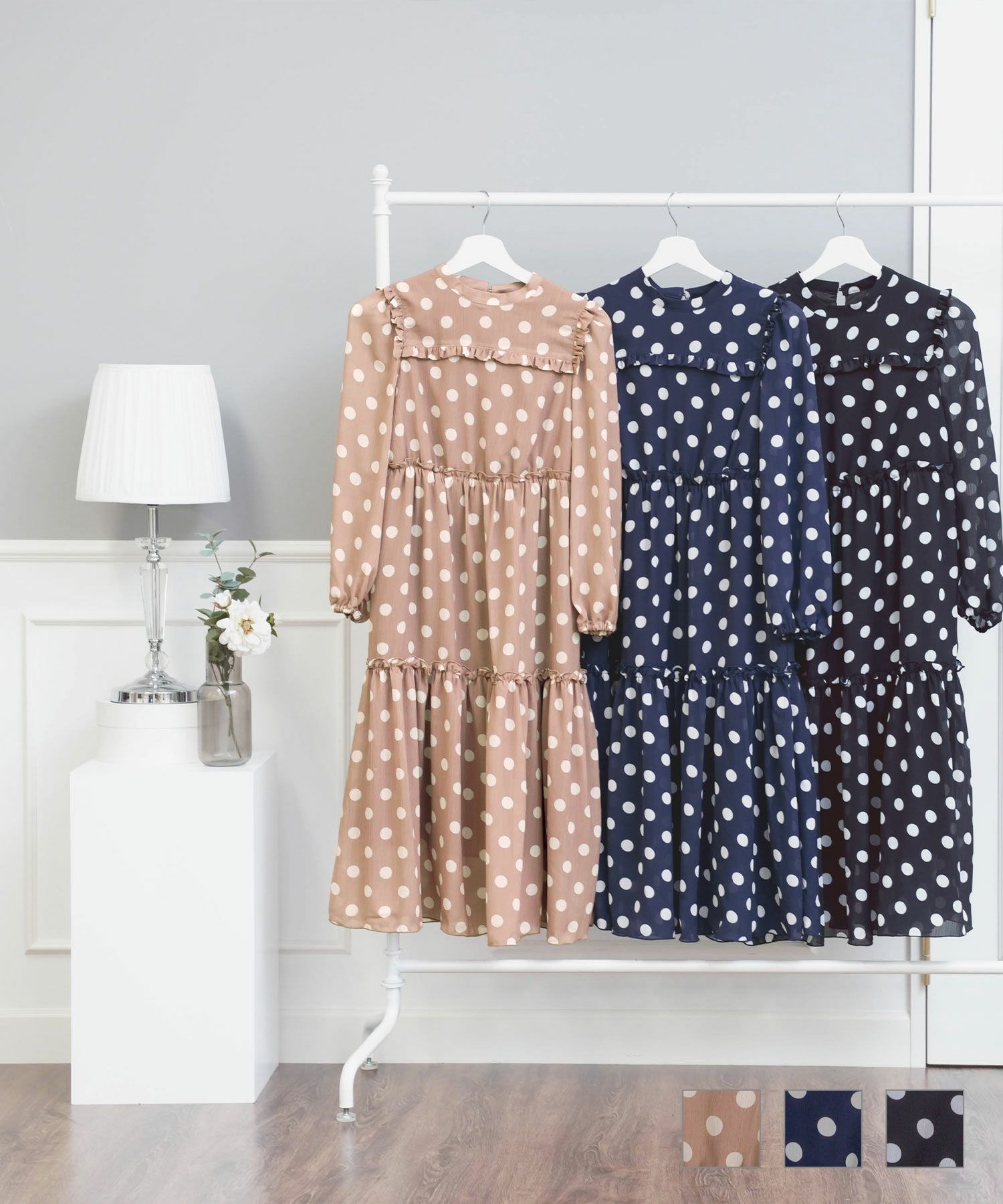 ドットティアードワンピースPrimaScherrer全3色｜psc341-0773【1】