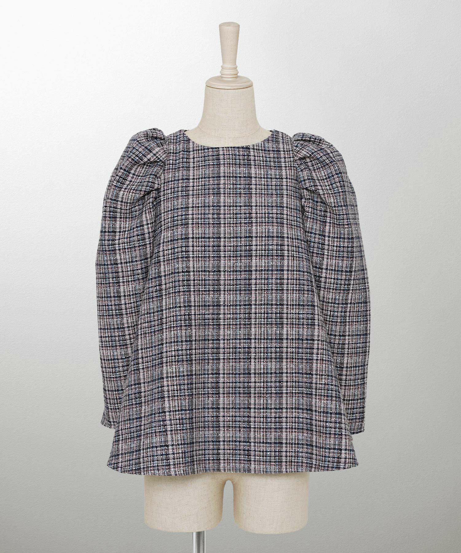 レディース/トップス/ブラウス/ツイード/春/夏/秋/冬/8分袖/グレー/ベージュ/ブラック/ホワイト/ネイビー