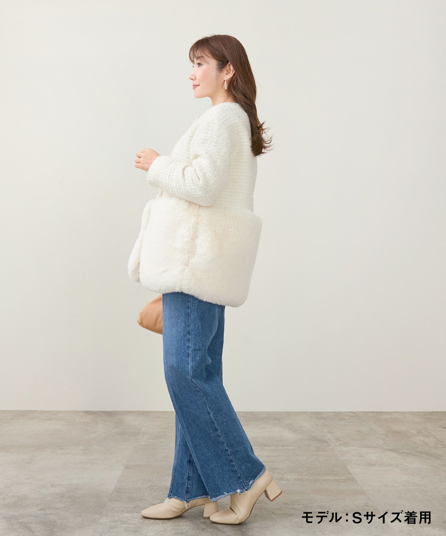 ツイード フェイクファー 切り替え コート Liala×PG 全3色 