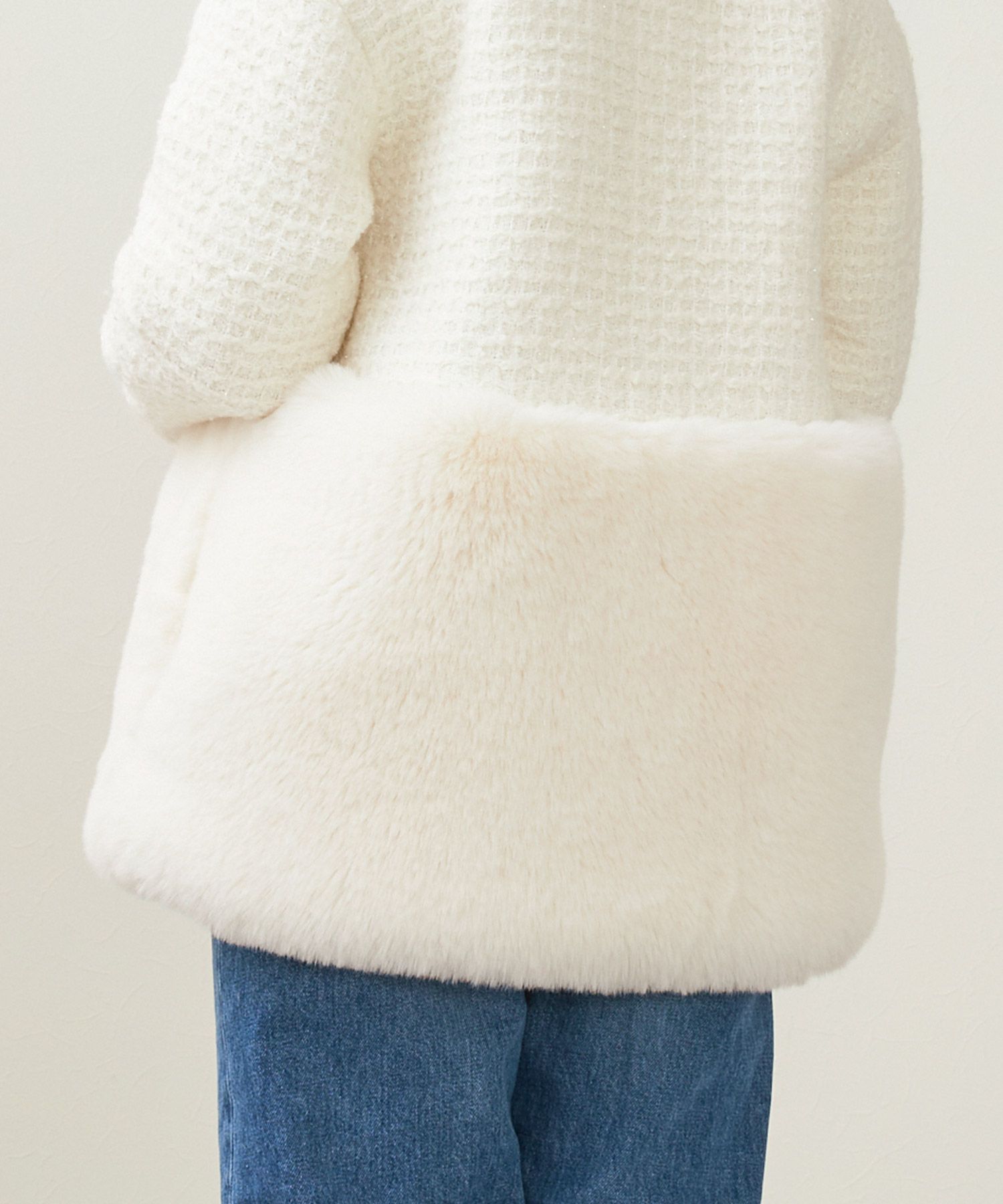 アウター/コート/ツイード/フェイクファー/スナップボタン/ポケット/大人可愛い