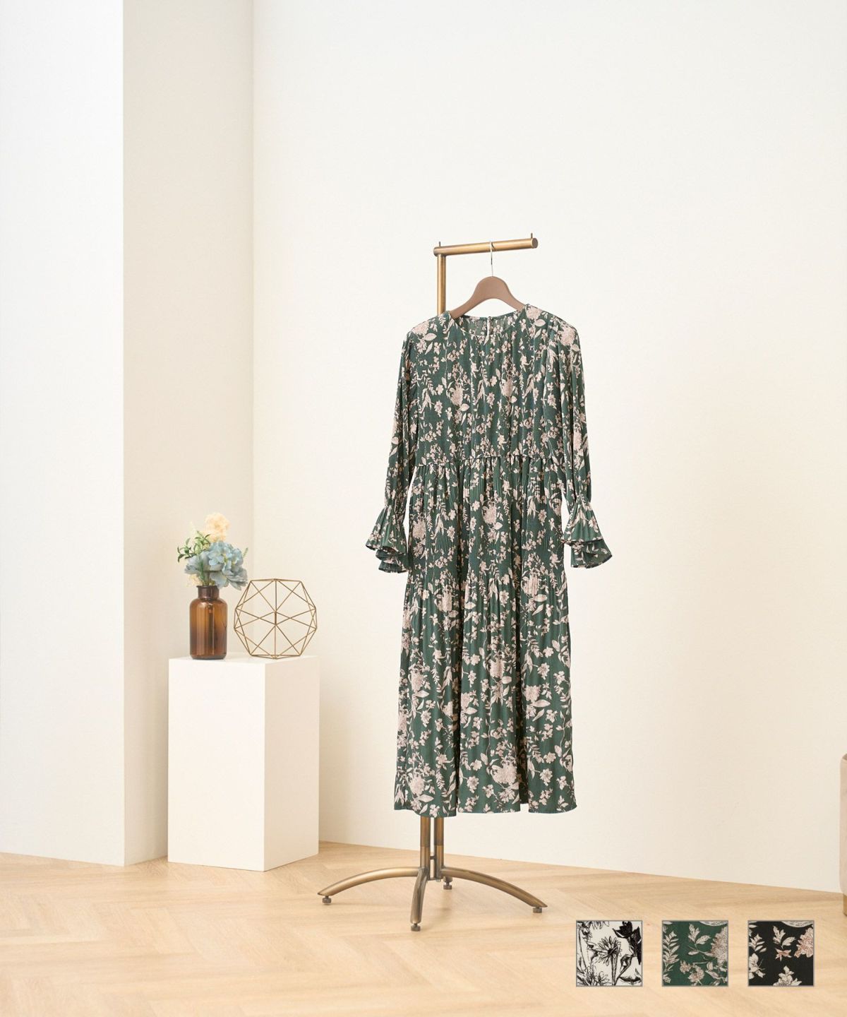 デシンフラワープリントワンピースPrimaScherrer全3色｜psc381-0768【1】