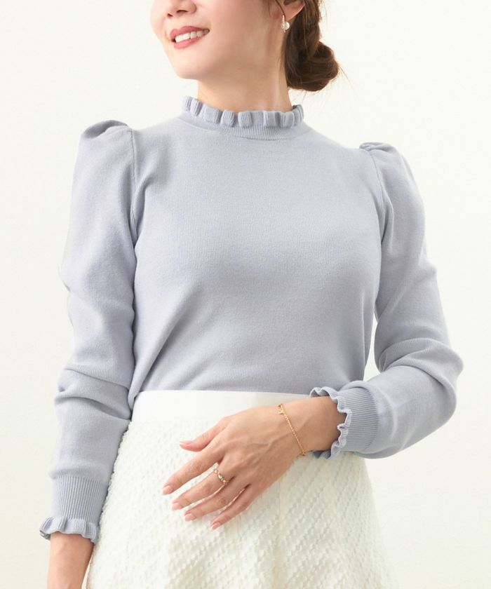 フリルネック & スリーブ ニット Liala×PG 全7色｜lpg441-1773【7】