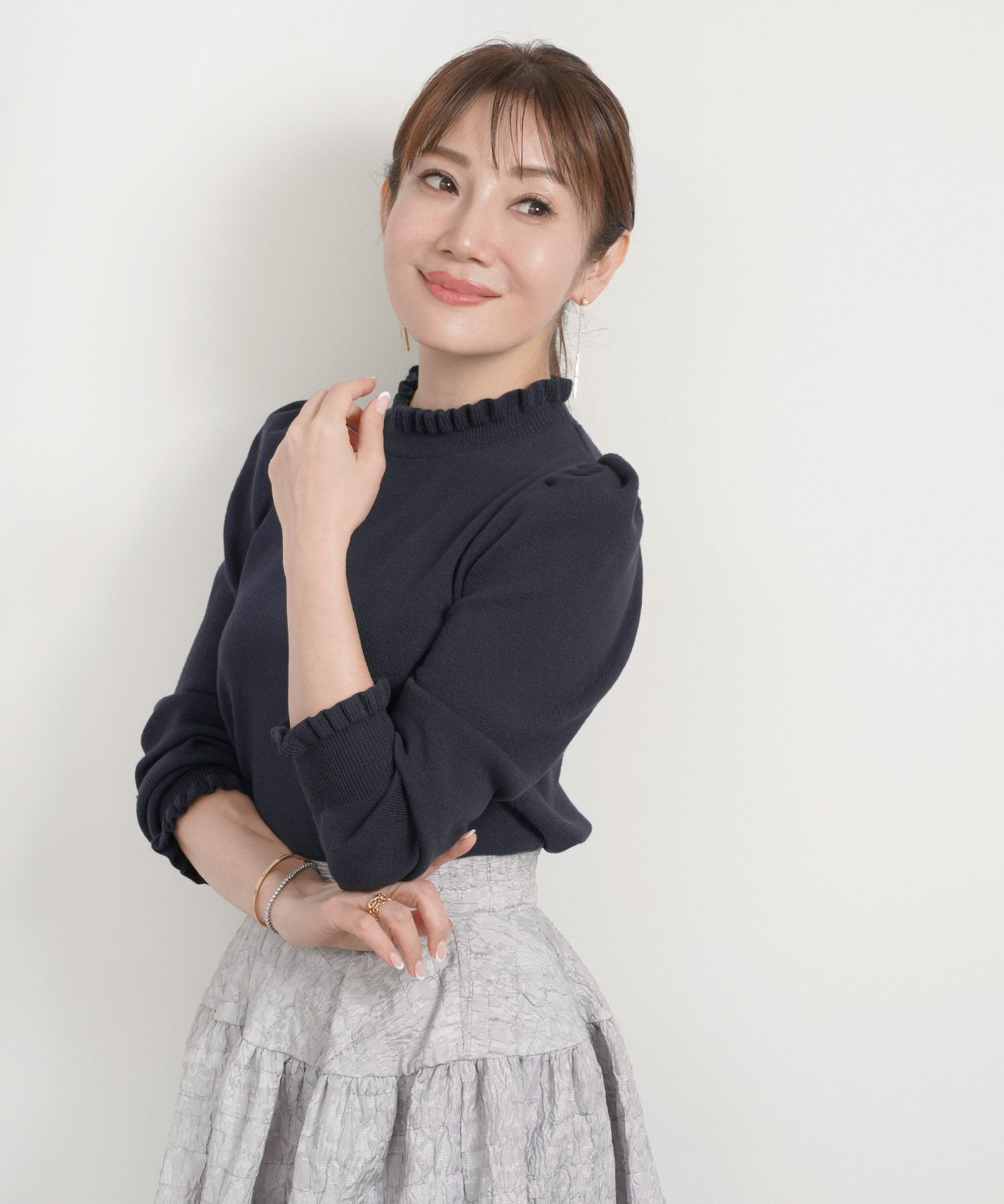 新色追加手洗い可ニットトップスレディースきれいめ秋冬春オフィスかわいい長袖細身大人ジョイントスペース