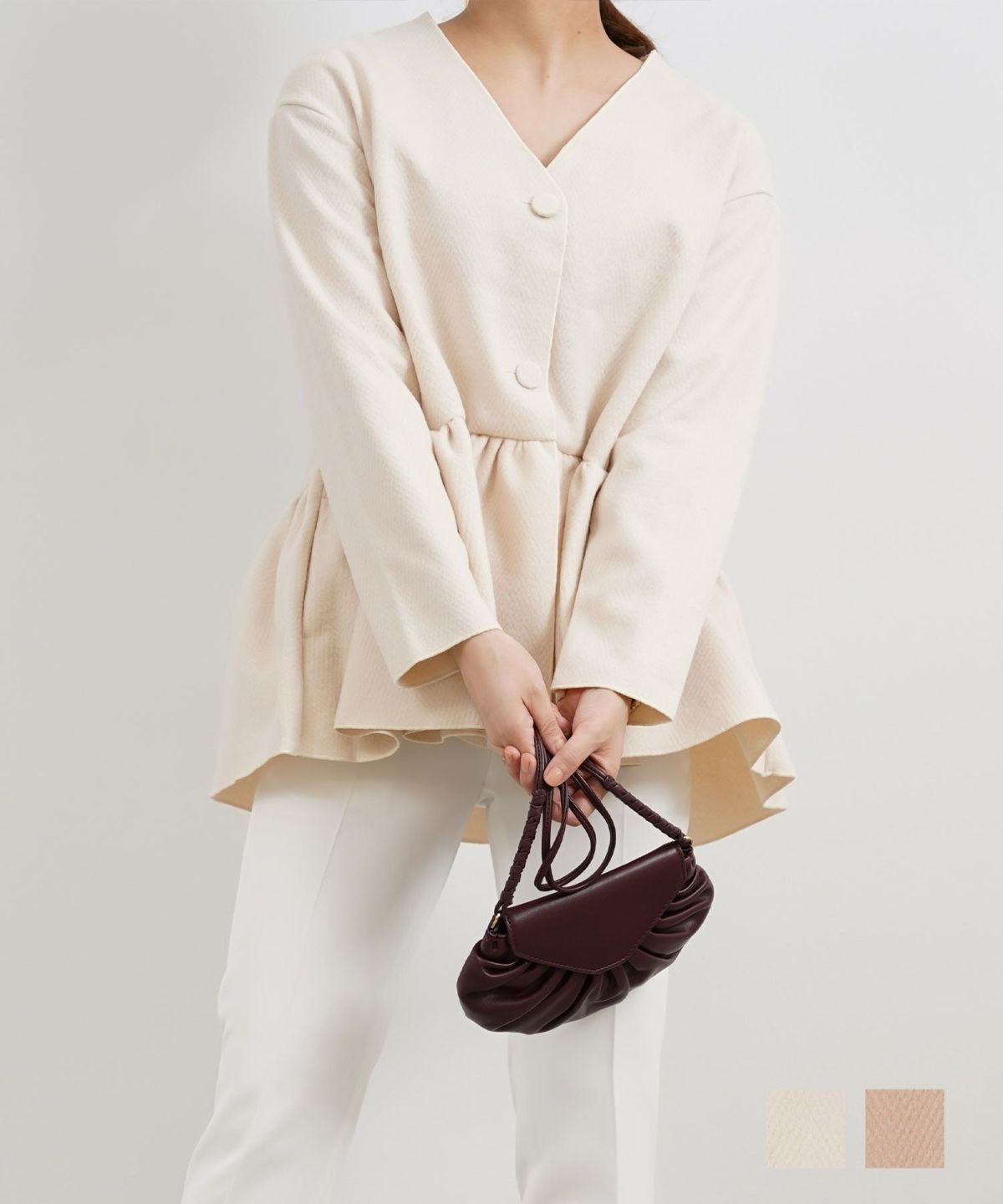 ヘリンボーン ペプラム ジャケット Liala×PG