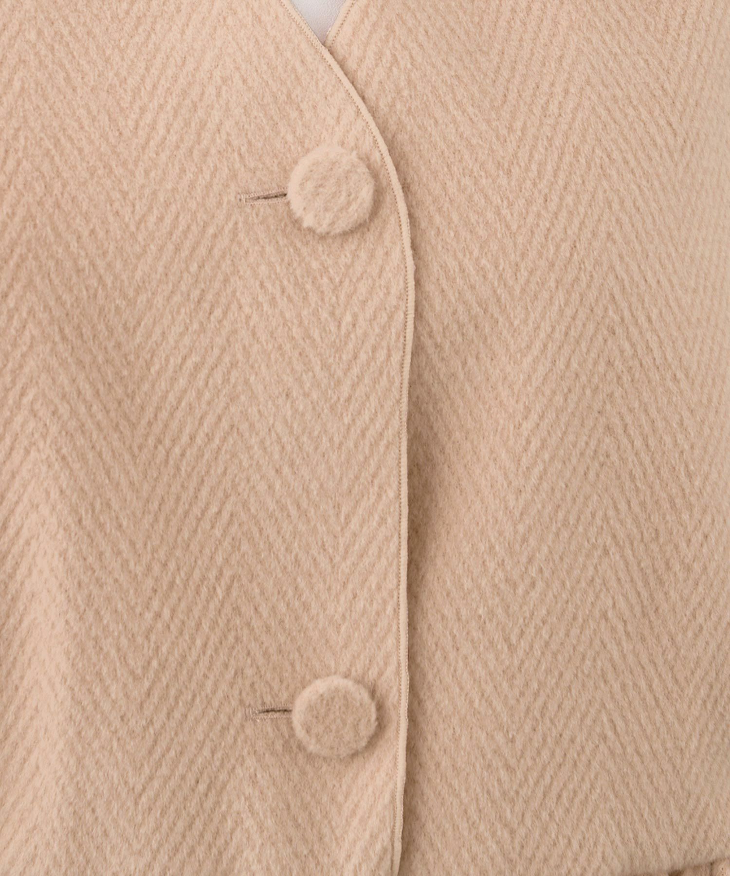 手洗い可/長袖/アウター/ジャケット/フレア/ペプラム/ノーカラー/Vネック/大人可愛い