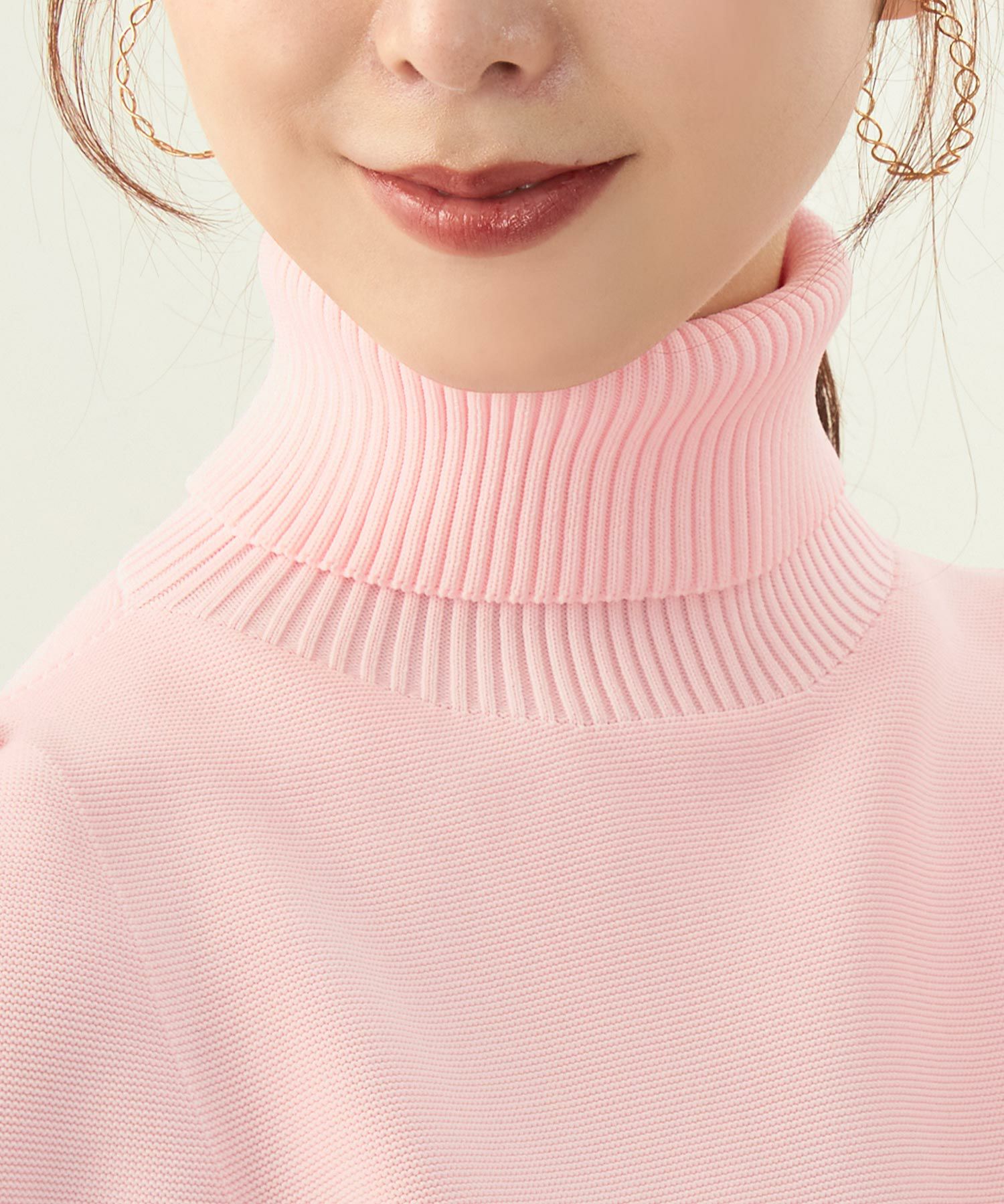 手洗い可/トップス/ニット/ホールガーメント/長袖/フレア/タートル/大人可愛い