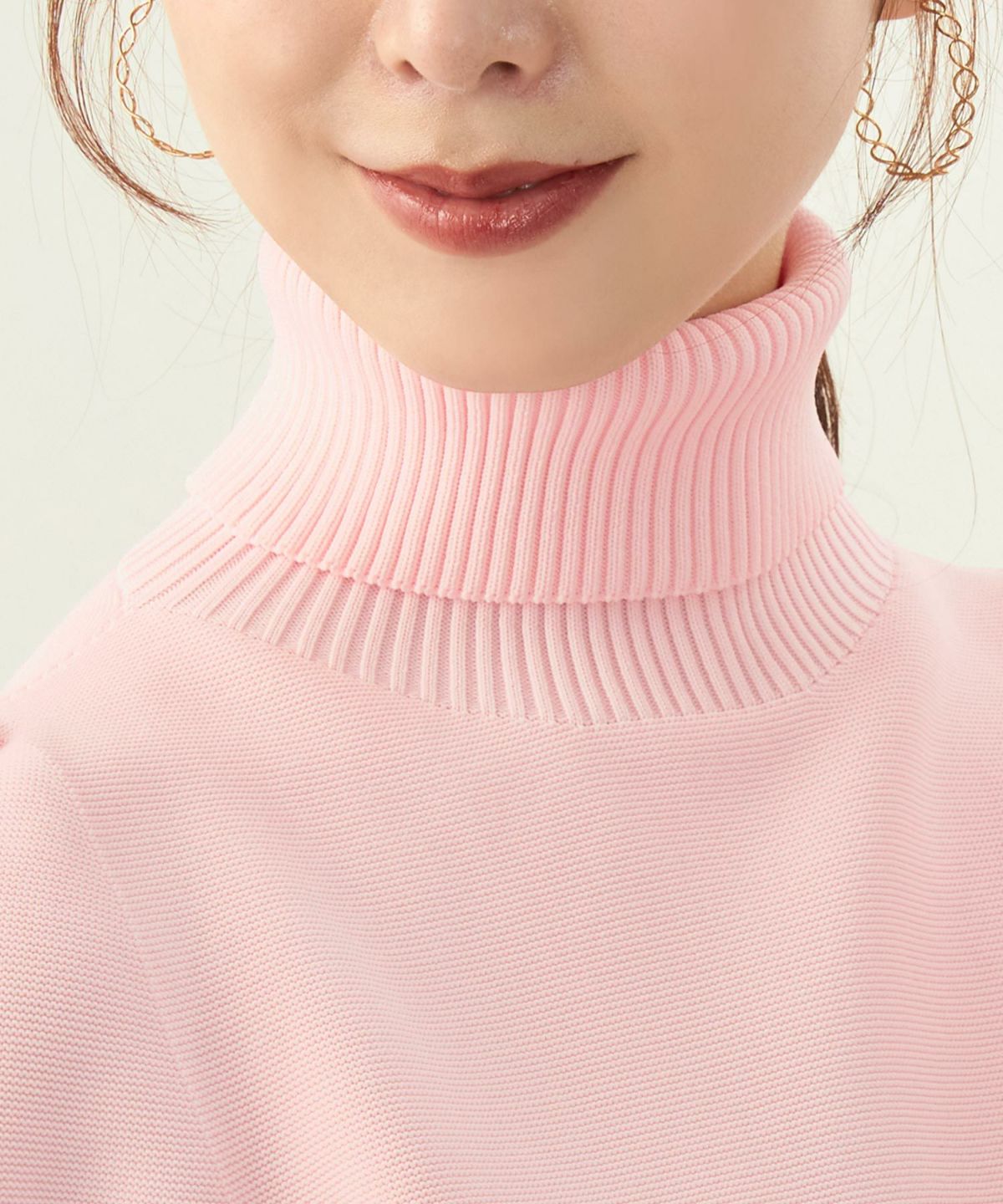 手洗い可/トップス/ニット/ホールガーメント/長袖/フレア/タートル/大人可愛い