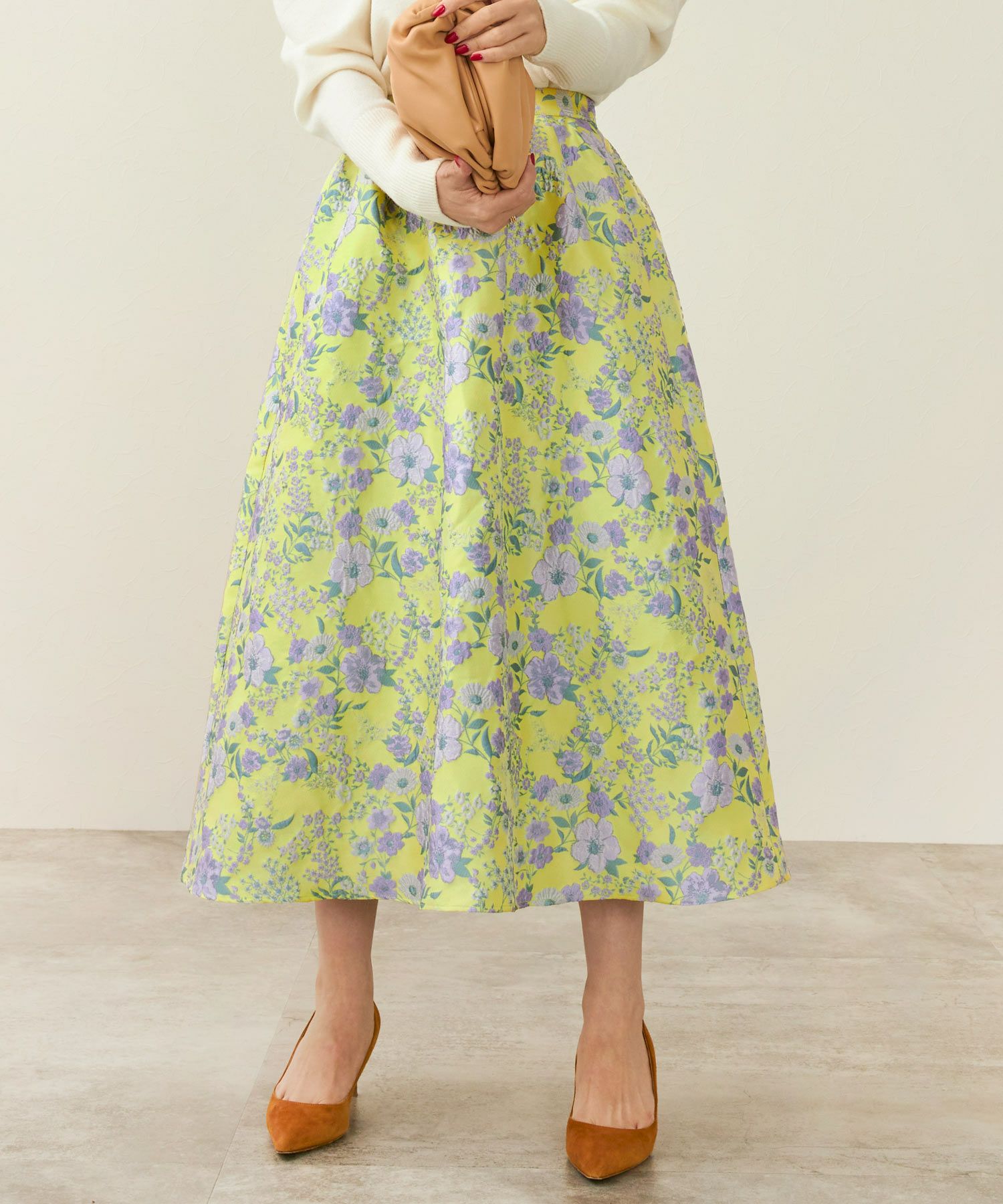 フラワー ジャガード ふんわり スカート Liala×PG 全2色｜lpg641-1820  