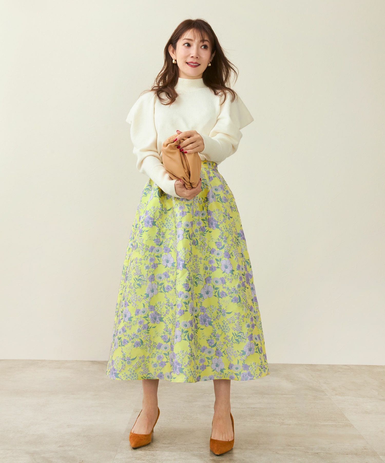 フラワー ジャガード ふんわり スカート Liala×PG 全2色｜lpg641-1820  