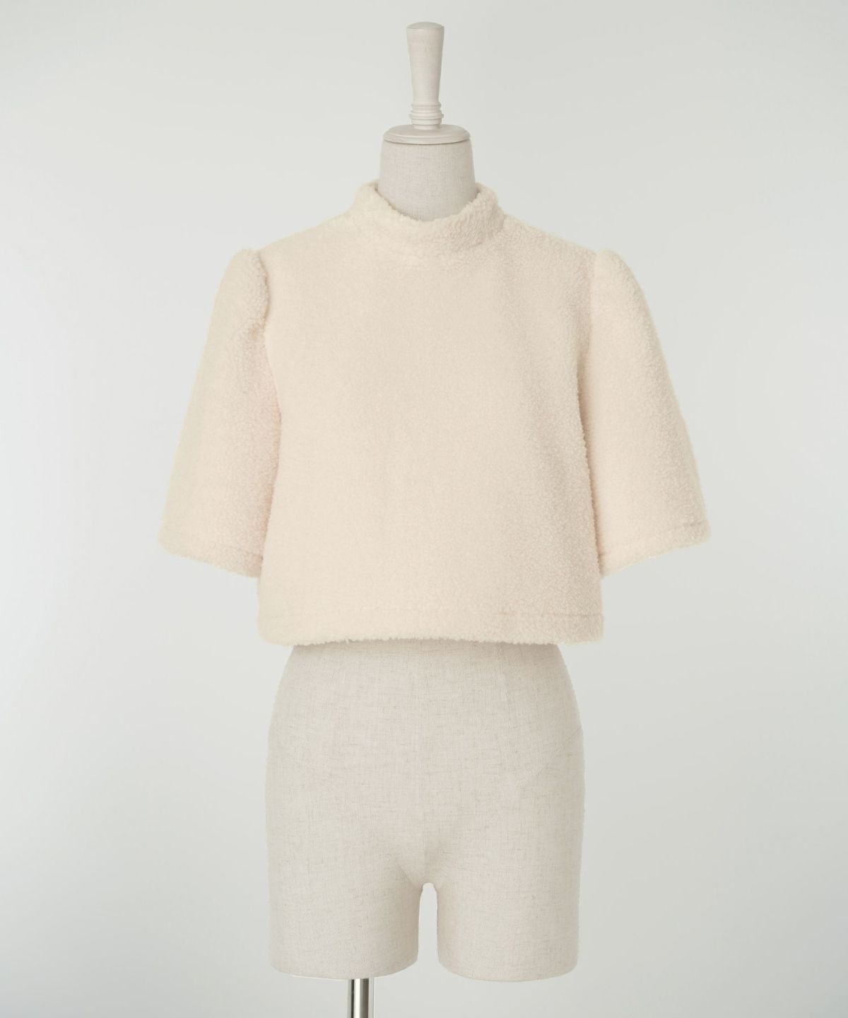 レディース/トップス/ボア/プードル/トレンド/セットアップ/ショート丈/五分袖/春/秋/冬/アイボリー/モカ/ブラック