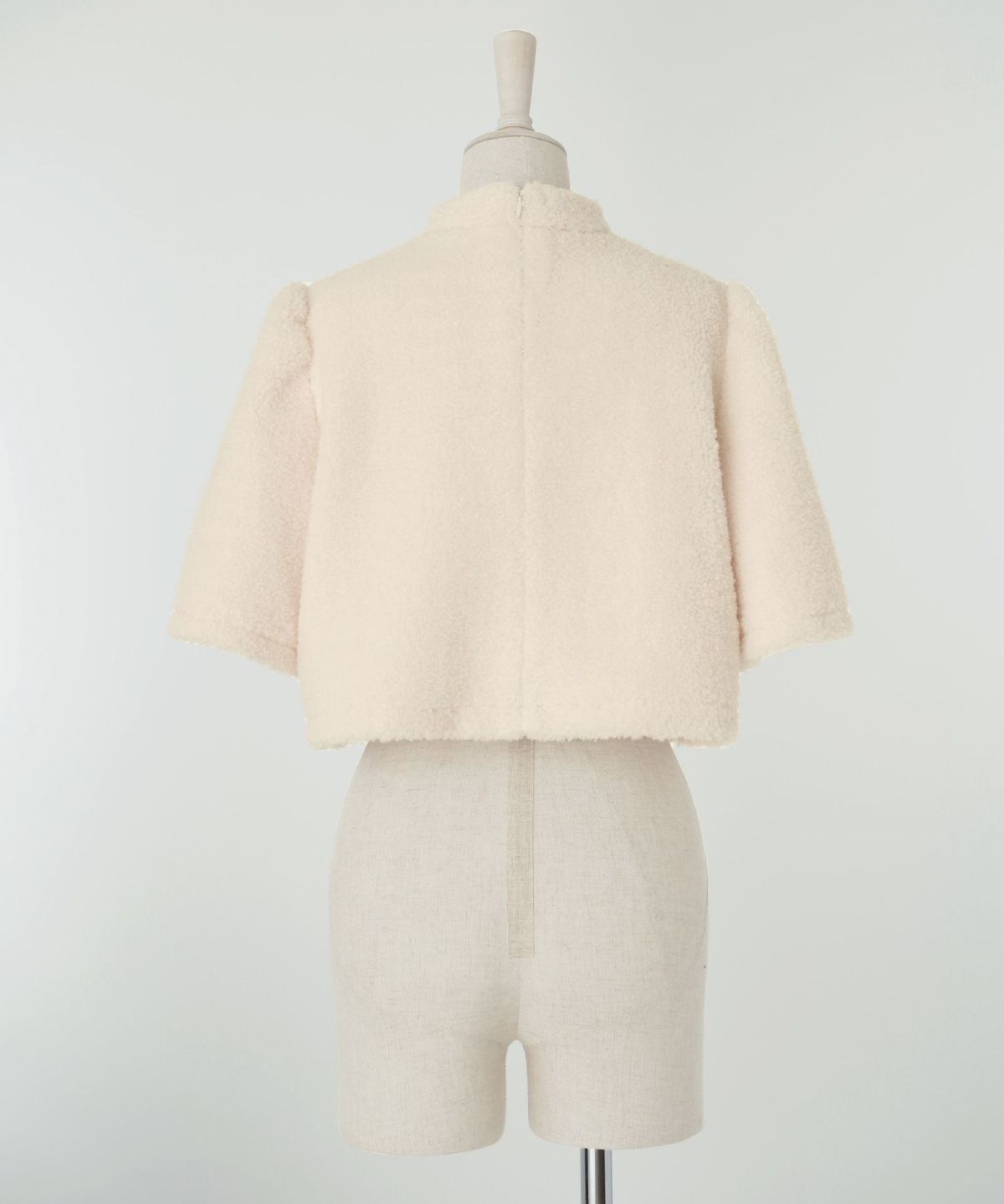 レディース/トップス/ボア/プードル/トレンド/セットアップ/ショート丈/五分袖/春/秋/冬/アイボリー/モカ/ブラック