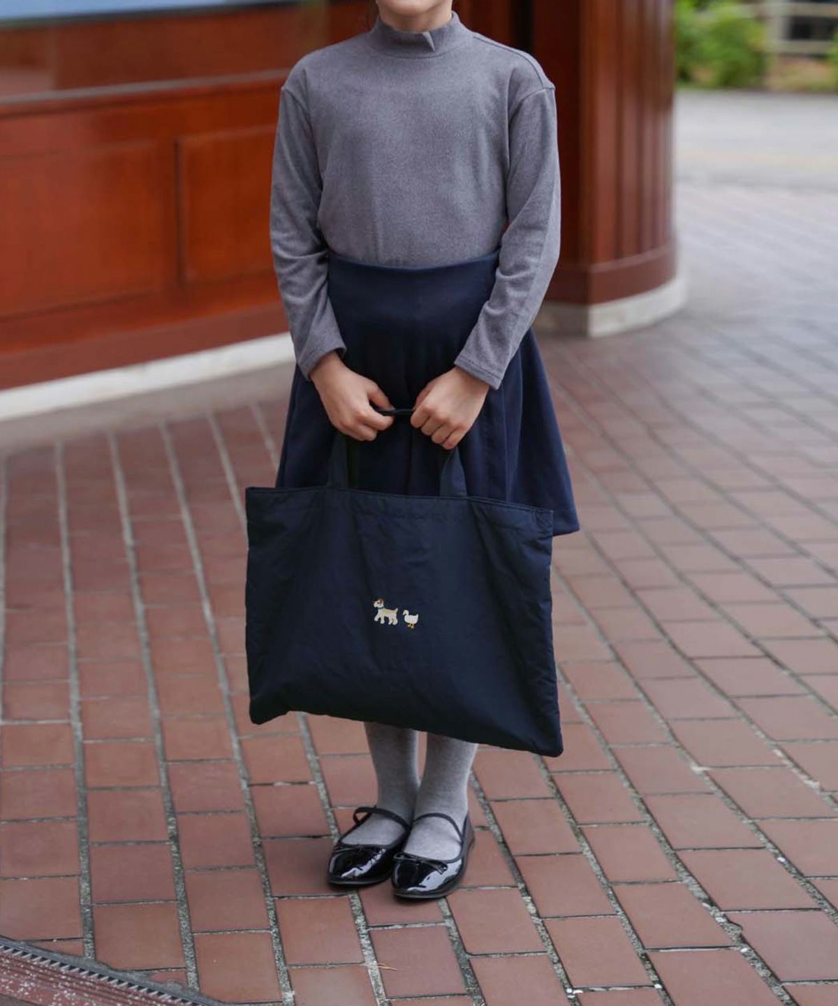 レディース/キッズ/バッグ/レッスンバッグ/ワッペン/刺繍/春/夏/秋/冬/ネイビー